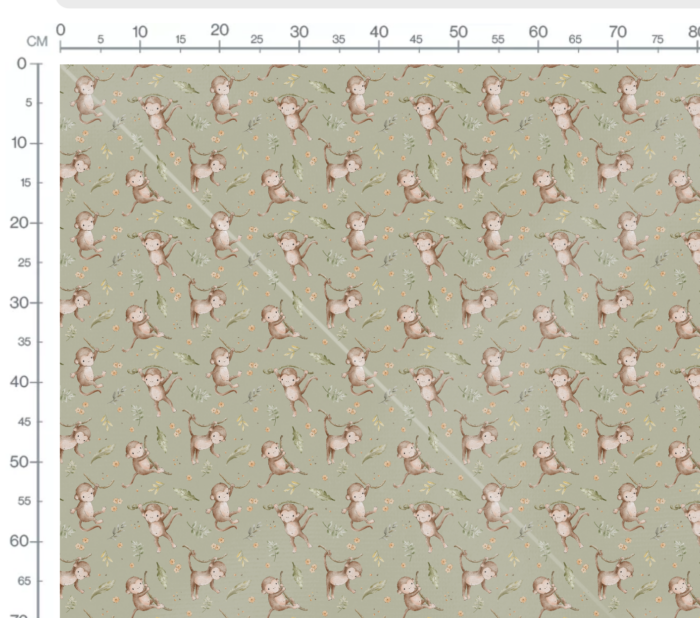 Tissu Imprimé Singe Mignon Vert, 10 tissus au choix – Image 2