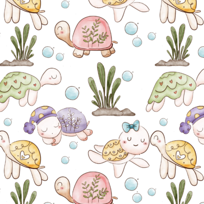 Tissu Imprimé Exclusif Tortue Dodo, 7 tissus au choix