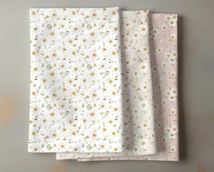 Tissu Imprimé Fleuri Manon Beige, 7 tissus au choix – Image 4