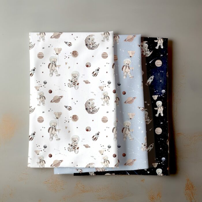 Tissu Imprimé Ourson Espace Nuit, 7 tissus au choix – Image 4