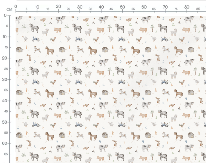 Tissu Imprimé Animaux de la Ferme Alphabet, 7 tissus au choix – Image 3