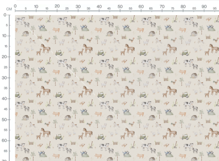 Tissu Imprimé Animaux de la Ferme Beige, 11 tissus au choix – Image 3