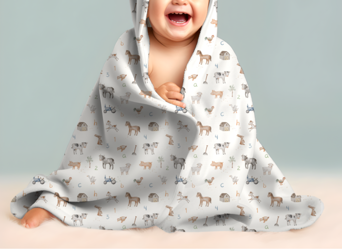 Tissu Imprimé Animaux de la Ferme Beige, 11 tissus au choix – Image 4