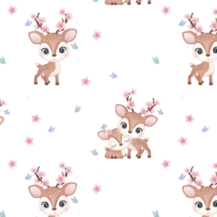 Tissu Imprimé Exclusif Animaux Mignons Biche Bébé, 11 tissus au choix