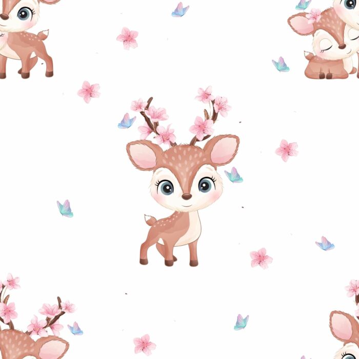 Tissu Imprimé Exclusif Animaux Mignons Biche Bébé, 11 tissus au choix – Image 2