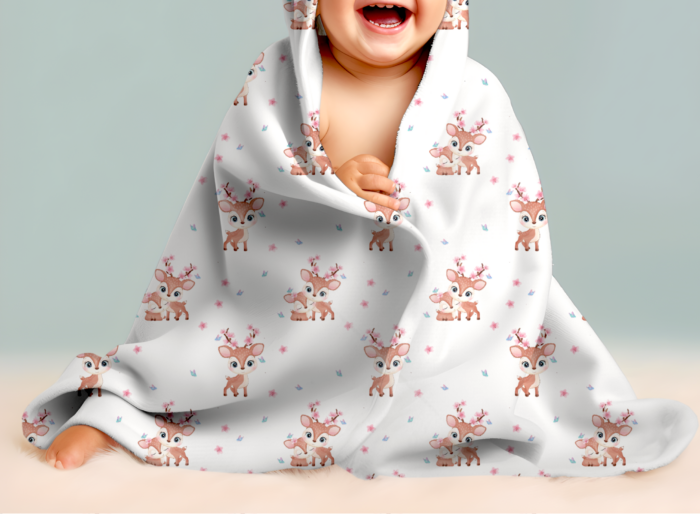 Tissu Imprimé Exclusif Animaux Mignons Biche Bébé, 11 tissus au choix – Image 4