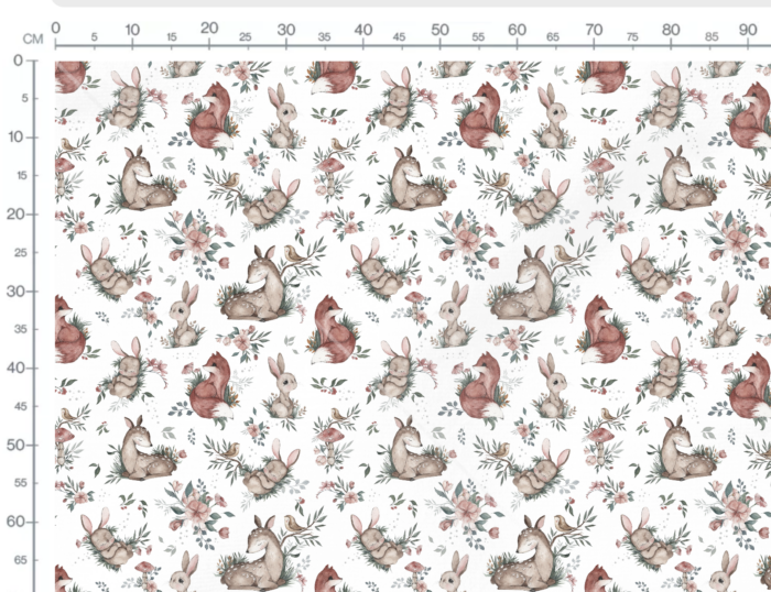 Tissu Imprimé Animaux Mignons de la Foret Blanc, 7 tissus au choix – Image 3