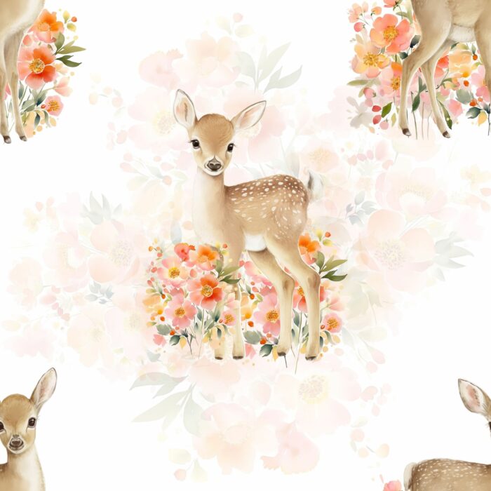 Tissu Imprimé Exclusif Biche Printemps, 10 tissus au choix