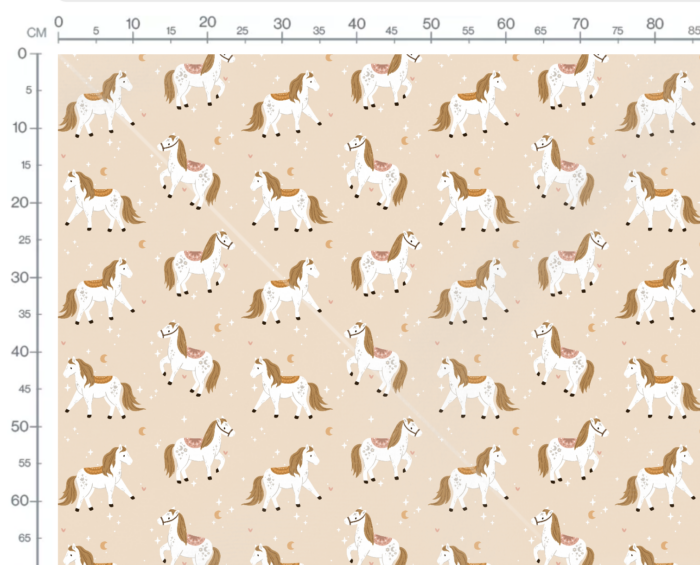 Tissu Imprimé Chevaux Étoiles Lune Beige, 7 tissus au choix – Image 3
