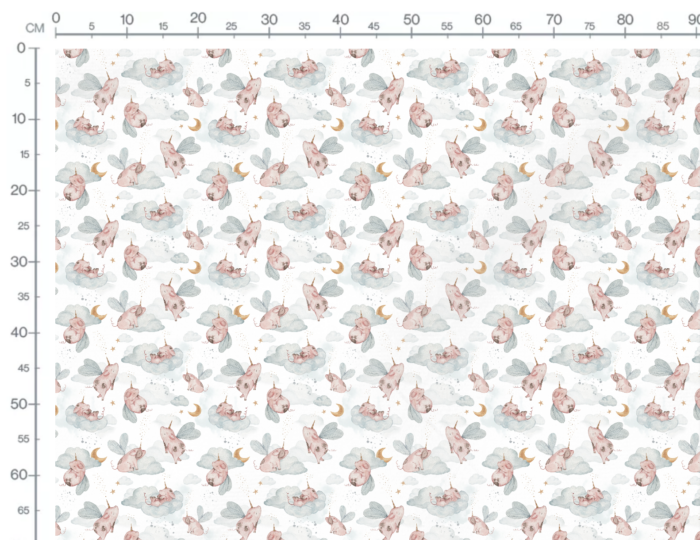 Tissu Imprimé Cochon Magique Blanc, 7 tissus au choix – Image 3