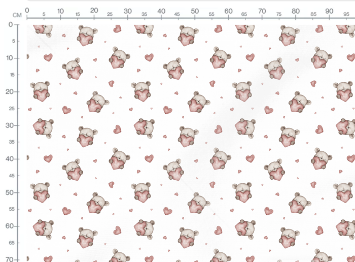 Tissu Imprimé Coeur Ourson, 7 tissus au choix – Image 3