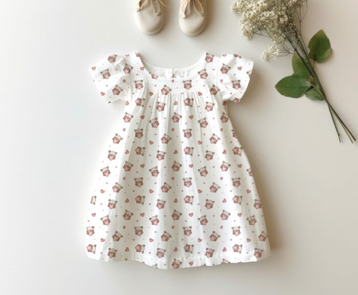 Tissu Imprimé Coeur Ourson Petit, 7 tissus au choix – Image 3