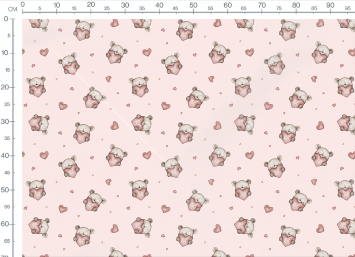Tissu Imprimé Coeur Ourson Rose, 7 tissus au choix – Image 3