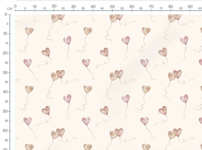 Tissu Imprimé Coeurs Ballons Crème, 10 tissus au choix – Image 3
