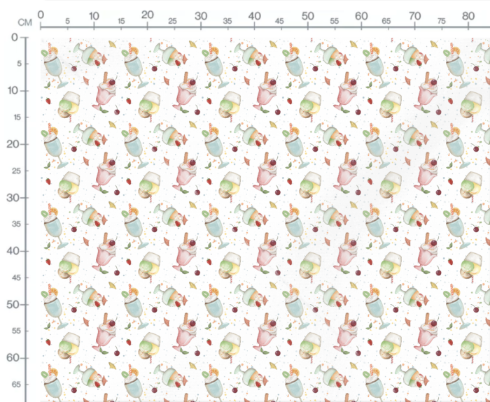 Tissu Imprimé Dessert Gourmand Fruit Blanc, 7 tissus au choix – Image 3