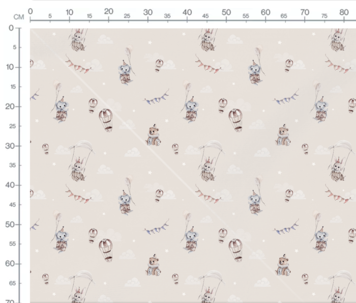 Tissu Imprimé Éléphant Lapin Ballons Beige, 7 tissus au choix – Image 3