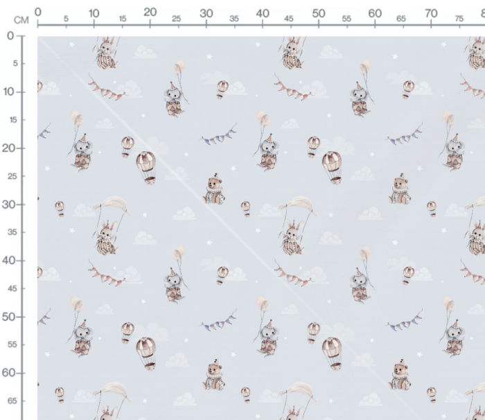 Tissu Imprimé Éléphant Lapin Ballons Bleu, 7 tissus au choix – Image 3