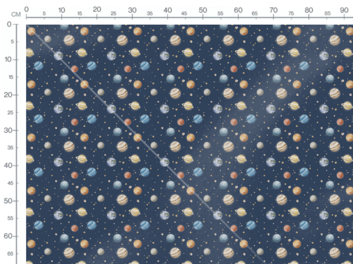 Tissu Imprimé Espace Planètes Étoiles Bleu, 10 tissus au choix – Image 2