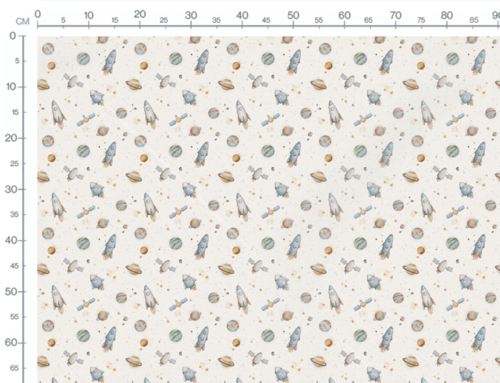 Tissu Imprimé Espace Vaisseaux Planètes, 7 tissus au choix – Image 3