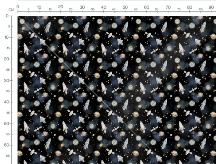 Tissu Imprimé Espace Vaisseaux Planètes Nuit, 7 tissus au choix – Image 3