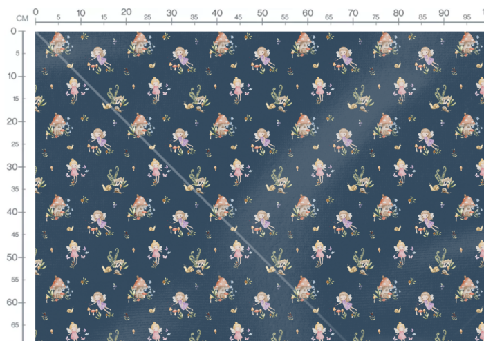 Tissu Imprimé Fée Forêt Enchantée Bleu, 7 tissus au choix – Image 3