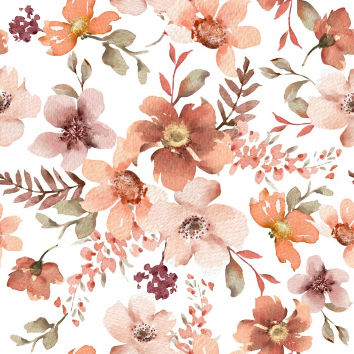 Tissu Imprimé Fleuri Adèle Blanc, 10 tissus au choix