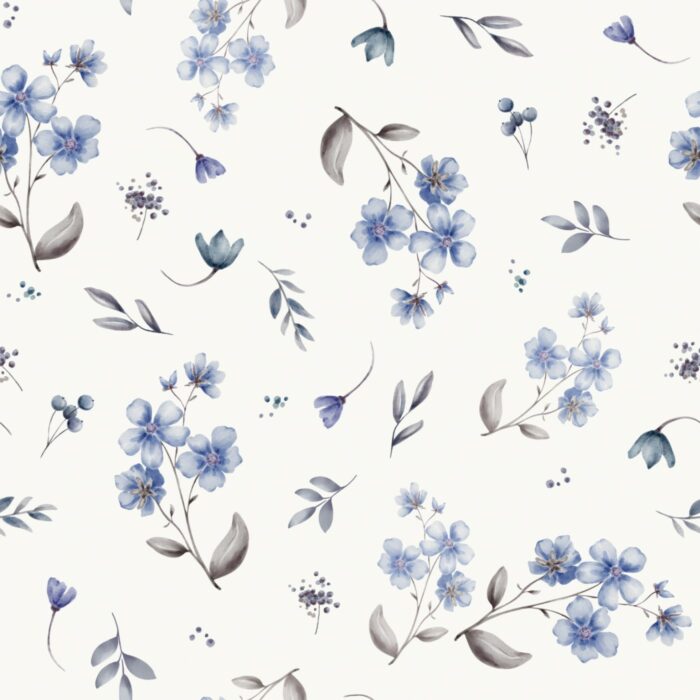 Tissu Imprimé Fleuri Jade Bleu, 7 tissus au choix