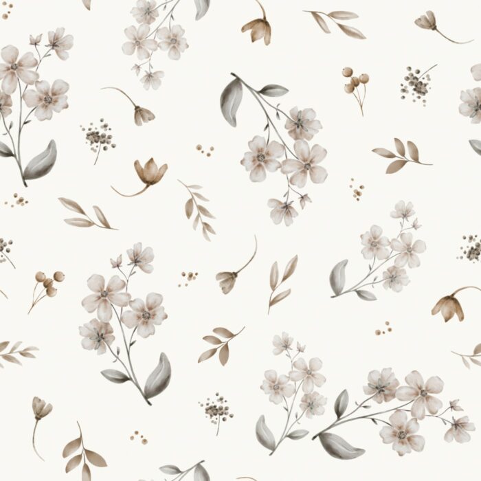 Tissu Imprimé Fleuri Jade Beige, 7 tissus au choix