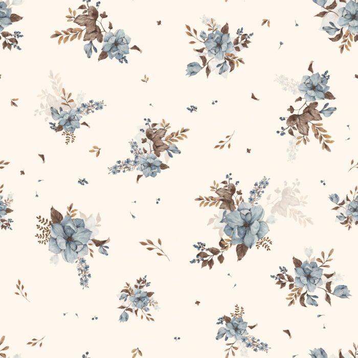 Tissu Imprimé Fleuri Valentina Crème, 7 tissus au choix