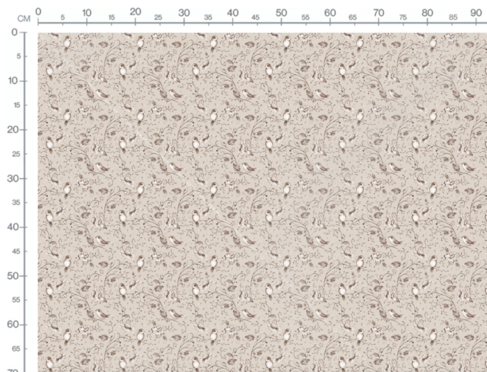 Tissu Imprimé Fleuri Oiseaux Mignons Beige Petit, 7 tissus au choix – Image 3