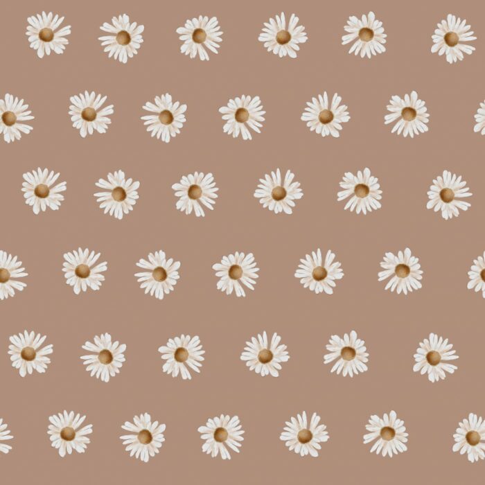 Tissu Imprimé Fleuri Pâquerette Chocolat, 7 tissus au choix