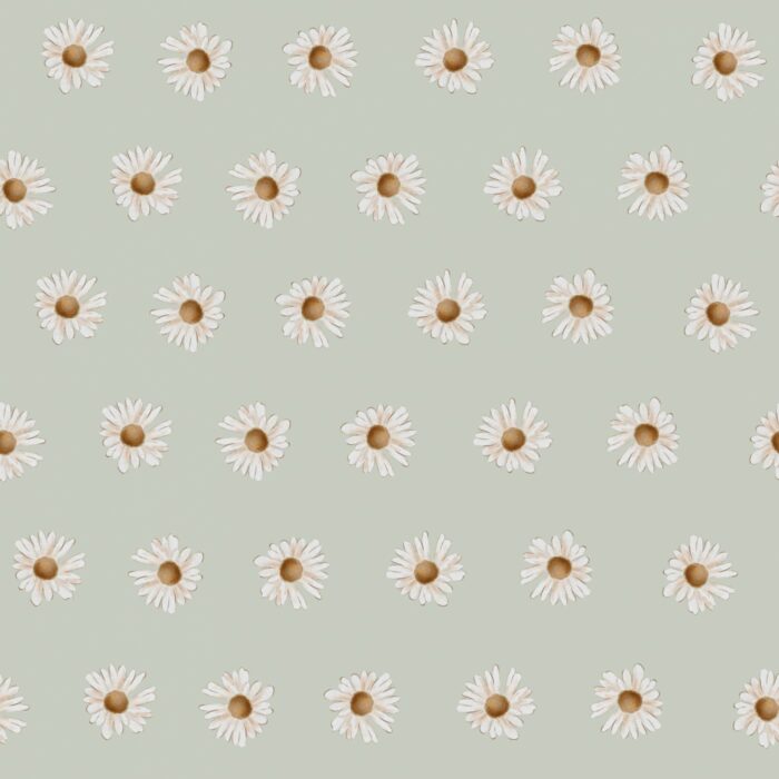 Tissu Imprimé Fleuri Pâquerette Vert, 7 tissus au choix