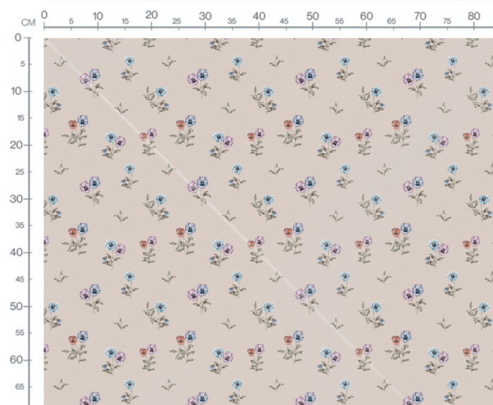 Tissu Imprimé Fleuri Pensées Beige, 7 tissus au choix – Image 3