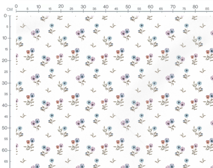 Tissu Imprimé Fleuri Pensées Blanc, 7 tissus au choix – Image 3
