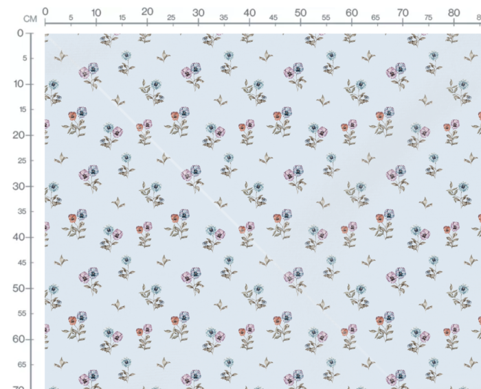 Tissu Imprimé Fleuri Pensées Ciel, 7 tissus au choix – Image 3