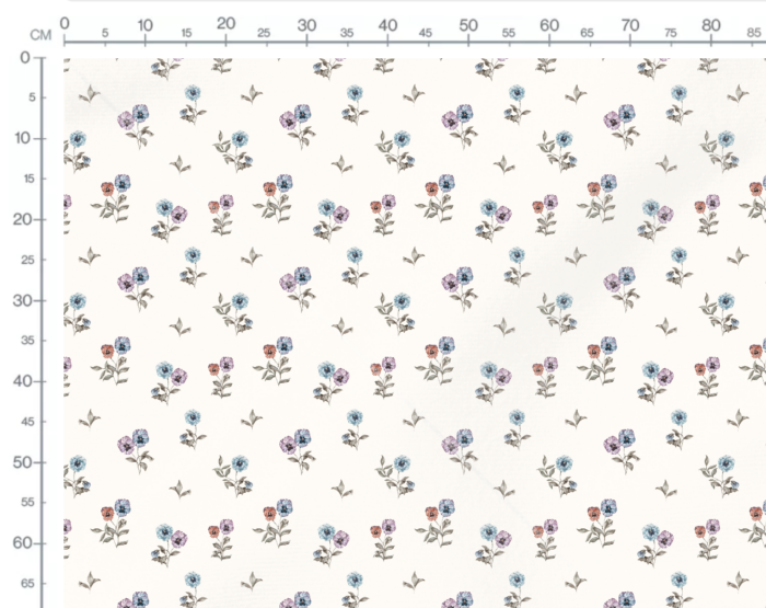 Tissu Imprimé Fleuri Pensées Crème, 7 tissus au choix – Image 3