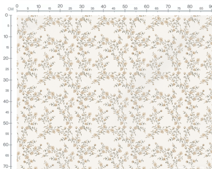 Tissu Imprimé Fleuri Vintage Johanna Crème Beige, 7 tissus au choix – Image 3