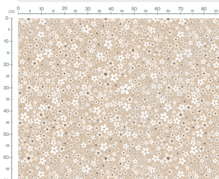 Tissu Imprimé Fleurs Blanches Prairie Beige, 7 tissus au choix – Image 3