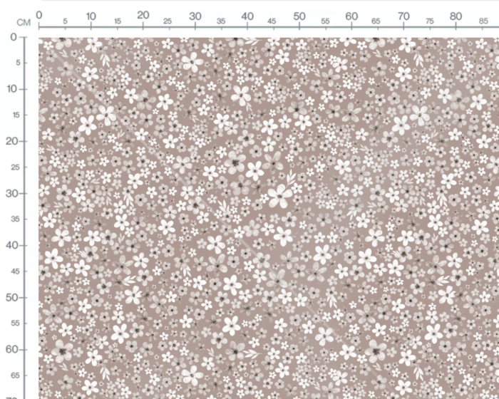 Tissu Imprimé Fleurs Blanches Prairie Taupe, 7 tissus au choix – Image 3