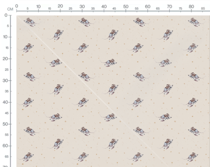 Tissu Imprimé Fusée Souris Beige, 7 tissus au choix – Image 3