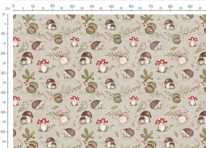 Tissu Imprimé Hérisson Châtaignes Beige, 7 tissus au choix – Image 3