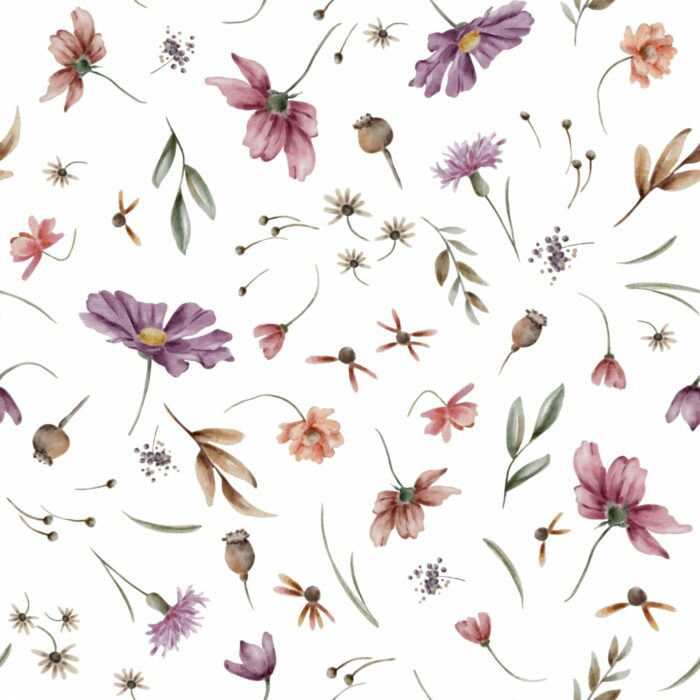 Tissu Imprimé Jardin Sauvage Blanc, 7 tissus au choix