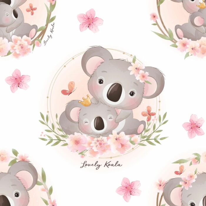 Tissu Imprimé Exclusif Koala Mignon Bébé, 7 tissus au choix