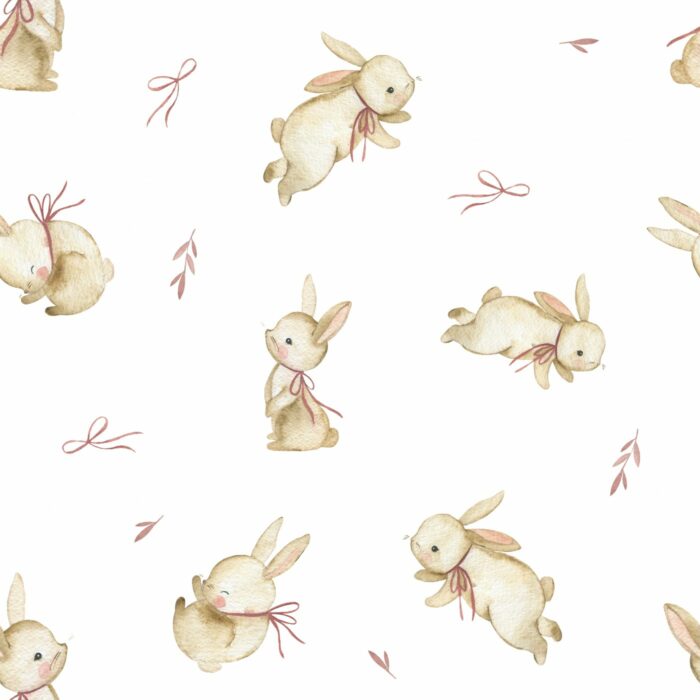 Tissu Imprimé Lapin Douceur Blanc, 10 tissus au choix