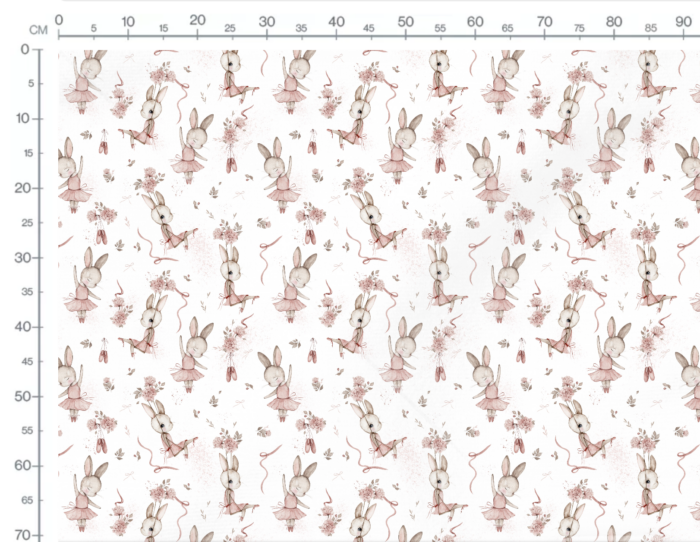 Tissu Imprimé Lapin Mignon Ballerine Blanc, 10 tissus au choix – Image 3