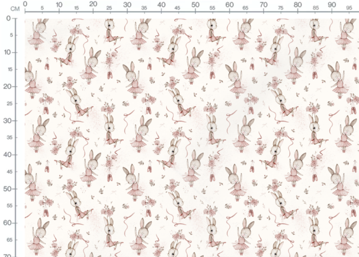 Tissu Imprimé Lapin Mignon Ballerine Crème, 7 tissus au choix – Image 3