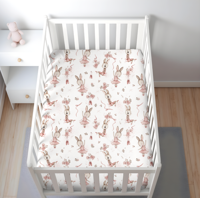 Tissu Imprimé Lapin Mignon Ballerine Blanc, 10 tissus au choix – Image 4