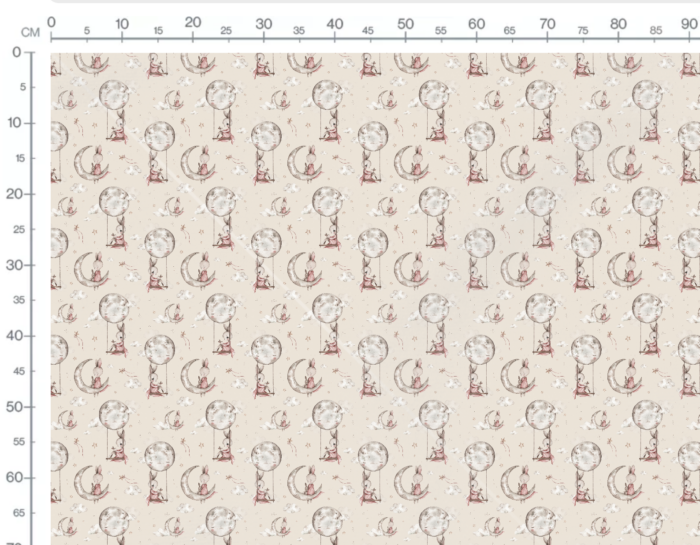 Tissu Imprimé Lapin Mignon Lune Beige Petit, 7 tissus au choix – Image 3