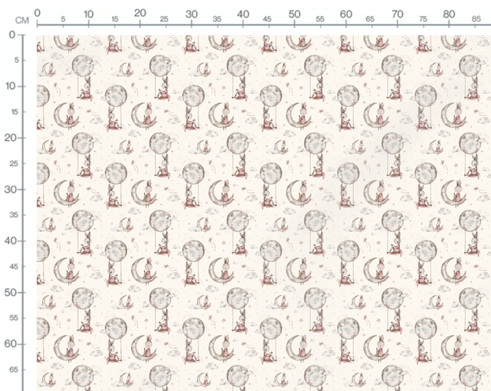 Tissu Imprimé Lapin Mignon Lune Crème Petit, 7 tissus au choix – Image 3