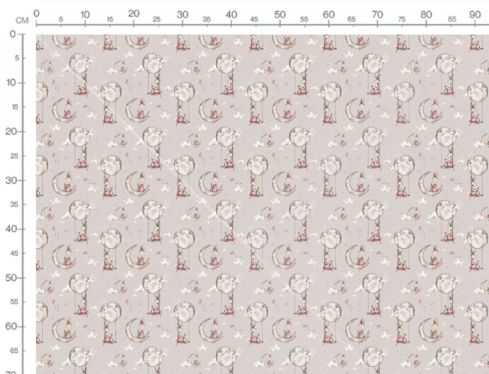 Tissu Imprimé Lapin Mignon Lune Gris Petit, 7 tissus au choix – Image 3